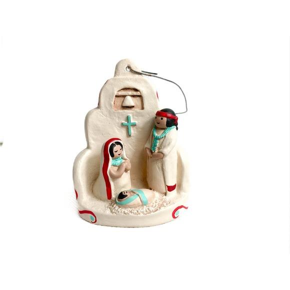 Vintage, Clay Sculpture, Native Southwest Nativity Ornament signed Teissedre - Picture 7 of 7